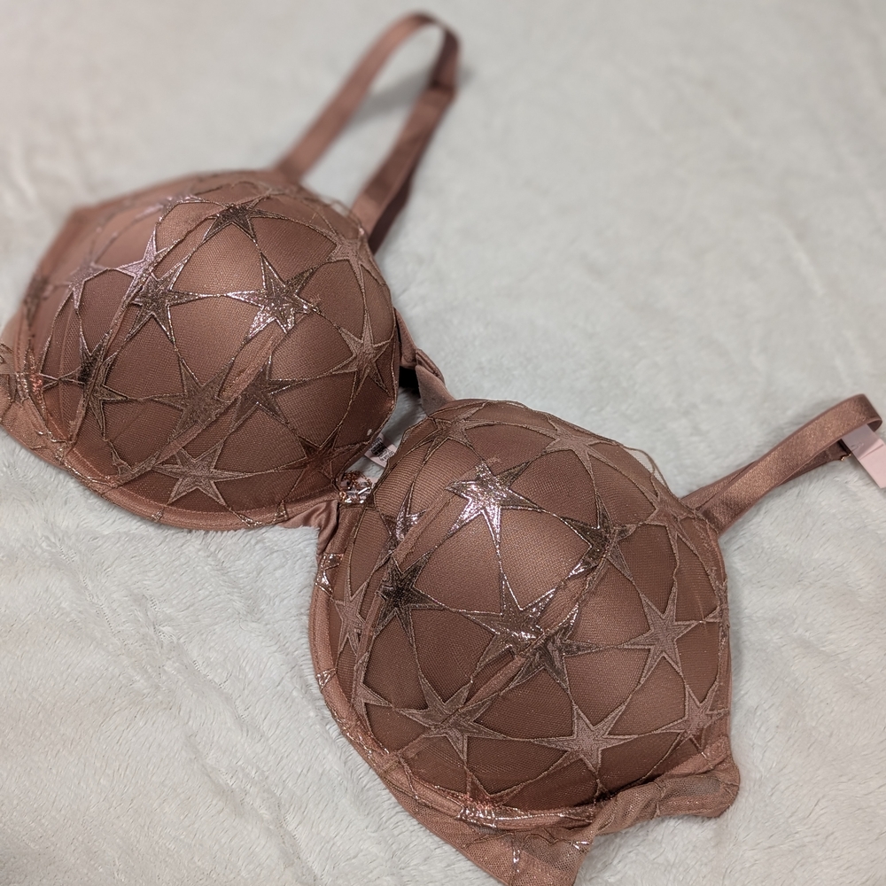 Victoria's Secret Star-Patterned Tan Bra